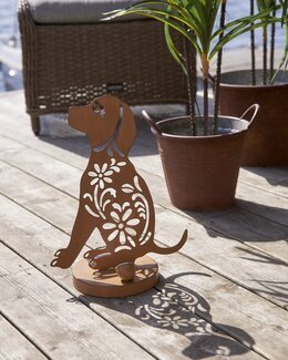 Trädgårdsdekoration Solcells Hund Rost - Star Trading