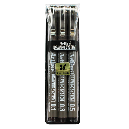Artline Fineliner Drawing System Black 3-pack