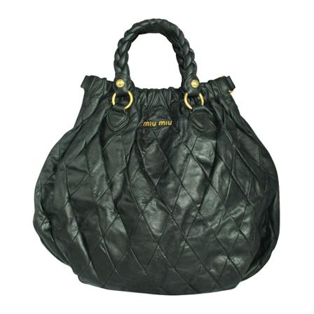 Miu Miu Pre-owned, Leather Quilted Tote Zwart, Dames, Maat:ONE Size
