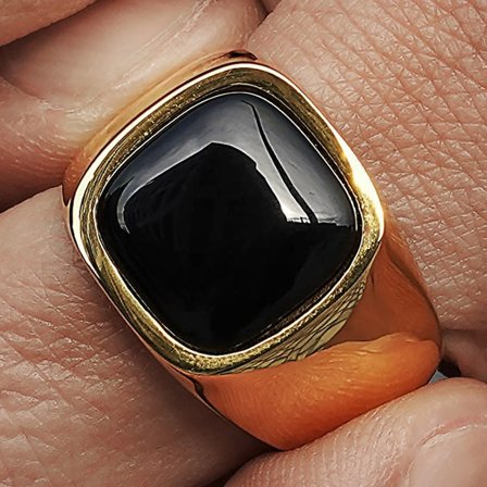 Bague Len Gravel en acier doré pour hommes - Bagues serties de pierres