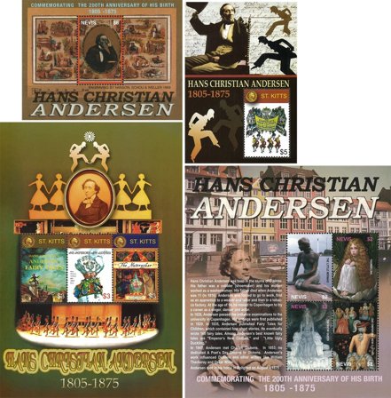 H.C. Andersen - 4 miniark - Postfrisk