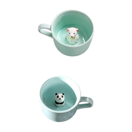 2 stk. Keramikkrus, Søde Dyr, Kopper, Kaffe, Te, Mælk_Specialtilbud