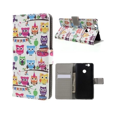 Scherfig Huawei Nova Nahkakotelo Läpällä - Useita Pöllöjä