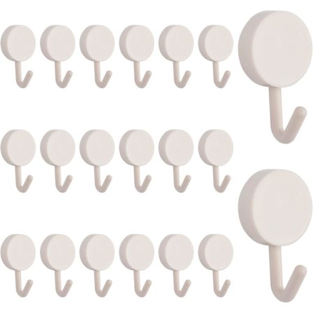 20 stk. sorte og hvide tunge klæbehooks, aftagelige vægophæng til badeværelse, køkken, kontor, skab, glas