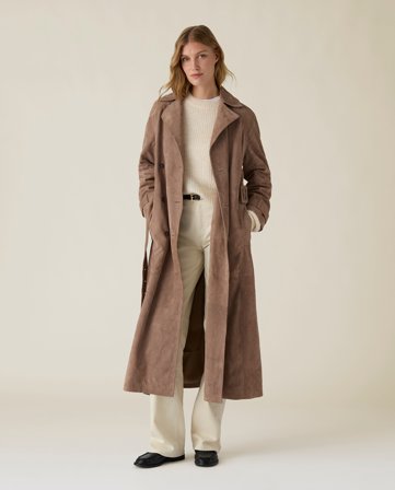 Lexington Suede trench coat, medium brown