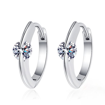 925 Sterling Sølv Øreringe til Kvinder Glatte Krystal Cirkulære Øreringe Koreansk Bryllup Fest Smykker Gave
