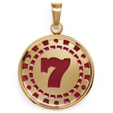 Ace | Gold-tone 7 Poker Chip Pendant for Men - Necklace pendants