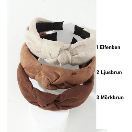 Mörkbrun färgad Tygklädd diadem med knyted tyg C:a 30~35cm.bred