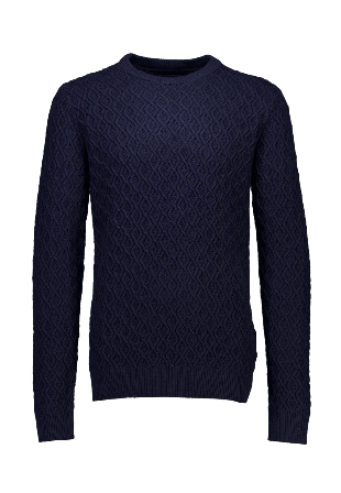 Lindbergh Recycle structure knit jumper Tröjor Herr Blå 3XL