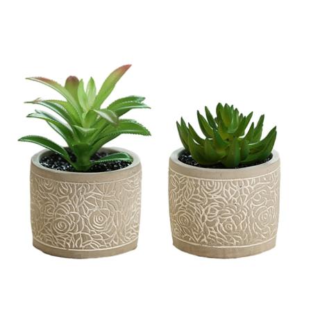2 stk. simulerte sukkulenter bonsai kreative små ornamenter