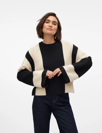 Vero Moda Vmgigi Ls O-Neck Pullover Lcs Rep - Black - XS