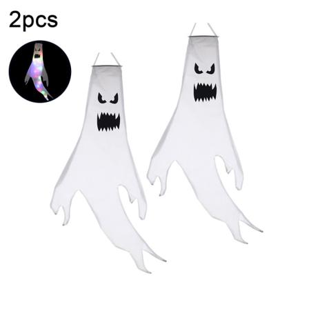 2 Delar Halloween Ghost Windsocks Med Led-ljus Halloween Deco