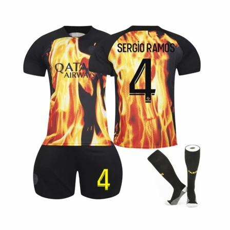 (2023/24 Paris Special Joint #4 Sergio Ramos Flame Edition Fodboldtrøjer Sæt til Børn og Voksne 18(100-110CM)