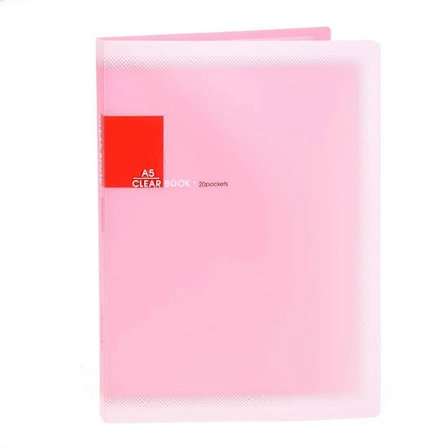 Plast A5 Papper 20 Fickor Fil Dokumentmapp Hållare, Rosa