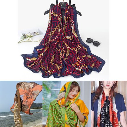 Ett (90*180cm) ytre skjerf Silkeskjerf Kvinner Chic Stil Vintage