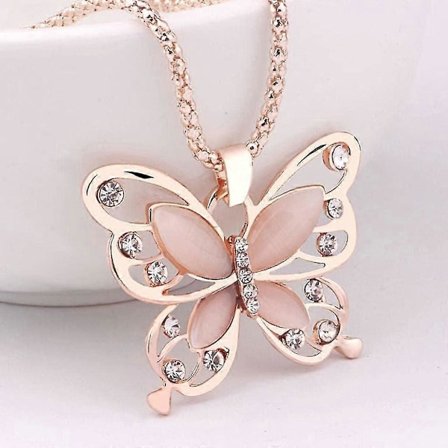 Mode Lang Charm Vedhæng Kvinder Rose Opal Kæde Halskæde Guld Smykker Halskæder Vedhæng Smukke Butterfly Halskæder Smykker Gaver