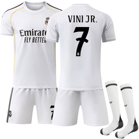 2025-2026 Real Madrid Hjemmebanetrøje Børn Voksen Fodboldtrøje Vinicius Nr 7 VINI JR No. 7 VINI JR No. 7 VINI JR 20
