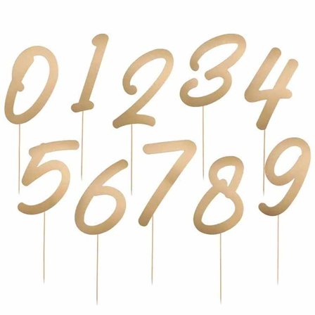 Kagedekoration tal guld 15cm 20 stk