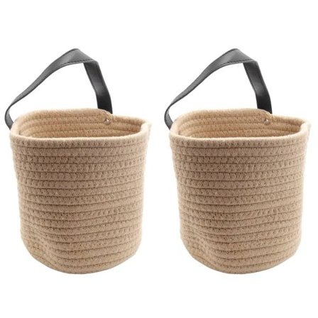 Hengende Oppbevaringskurv - Tauvevd Oppbevaringskurv Hengende Veggkurv Med Håndtak Dekorativ Kurv