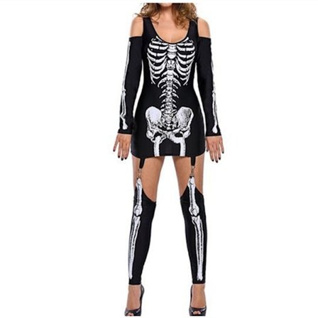 Skelettbentrykk Halloween-skjelettdrakt Jumpsuit for kvinner