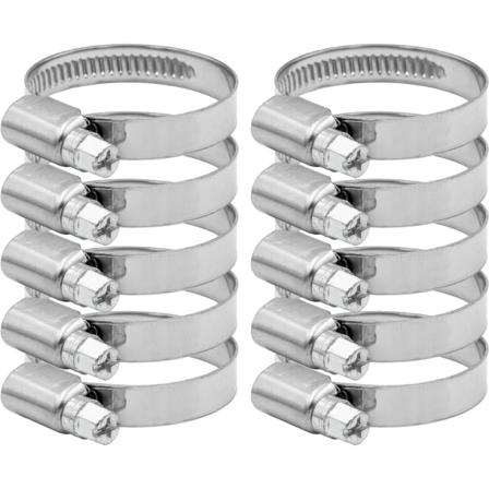 Rustfrit stål slangeklemme diameter 21-44mm 10 stk