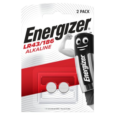 Energizer Alkaline Knappecellebatteri LR43/186, 1,5 V, 2-pakning, Elfordeling & strømforsyning