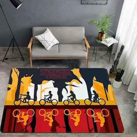 S-Stranger-Things Gulvmåtte Retro Multiple Choice Stue Køkken Tæppe Skridsikker Moderne Boligindretning