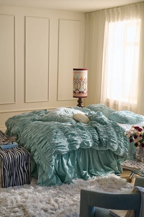 Staycation - Påslakanset Loosed i bomullspercale - Grön - Påslakanset - 220X220 - Från Homeroom