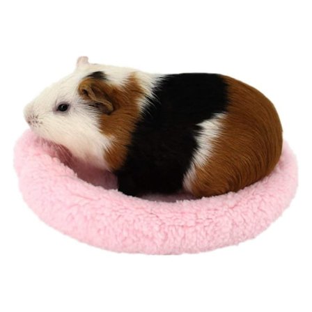 2 stk (L, Rosa) Myk, koselig rund fleece varm hamster seng søvn