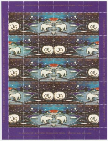 Grønland - Julemærkeark 1980 - Utakket venstre marginal - Ubrugt eller foldet