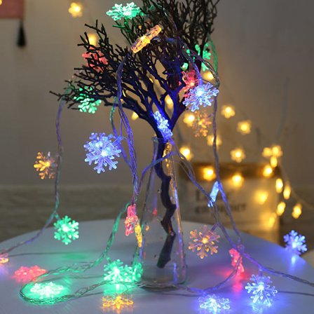 Snowflake Lighting Chain Christmas String Light LED Färgad Lampa Batterilåda String Lights