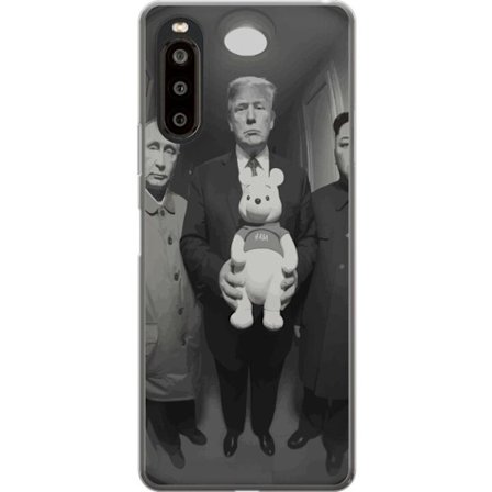 Yhteensopiva Puhelinkuori Sony Sony Xperia 10 II Mustavalkoinen taideteos surrealistisella poliittisella symboliikalla ja odottamattomalla kontrastill