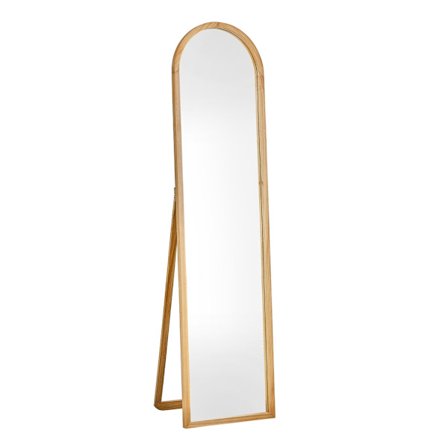 Fritstående skandinavisk spejl, naturtræ, 45x175 cm