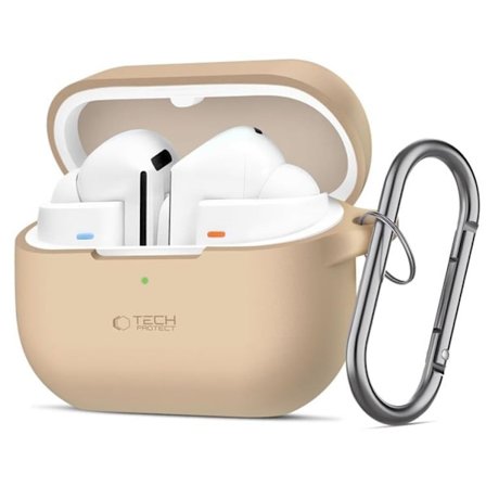 Tech-Protect Galaxy Buds 3/3 Pro Cover silikone krog - Cafe Latte