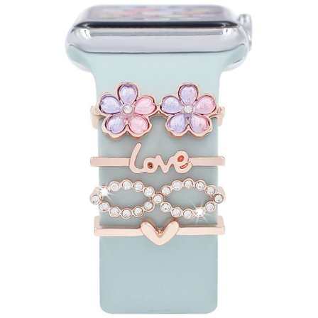 Watch Band Ornament Dekorativ Ring ROSE GULD BLOMMA BLOMMA