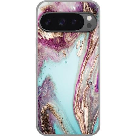 Google Pixel 9 Pro XL Läpinäkyvä kuori Lilaa marmori