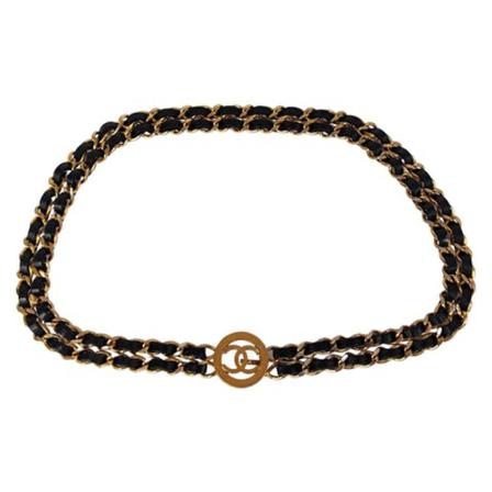 Chanel Vintage, Pre-owned Metal Belt Zwart, Dames, Maat:ONE Size,leer