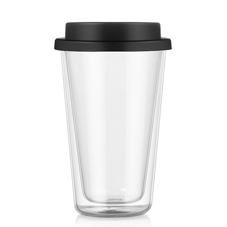 350ML Dobbeltvægget Glas med Silikonelåg Isoleret Tumbler Rejse Varm Kold Drik Te Mælk Høj Borosilikatglas Kop Kaffekrus