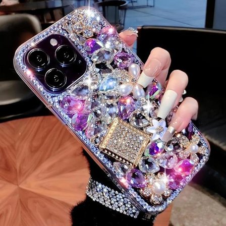 Yhteensopiva iPhone 16 Pro Max Bling Glitter Kuori Ylellinen Söpö Kimalteleva Strassi Timantti Tyttömäinen Suojaava Puhelinkuori Kotelo Naisille 