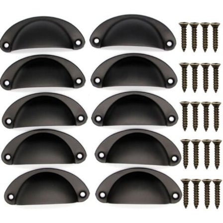 TS-10 Vintage Skallhåndtak for Skuff Skap Møbel Kjøkken, Buet Jern Knotter Retro Skapdør, Buet Jern Skuffhåndtak Skall