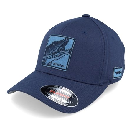 Skillfish - Blau flexfit Cap - Grisjävel Laser Navy Flexfit Wooly Combed @ Hatstore