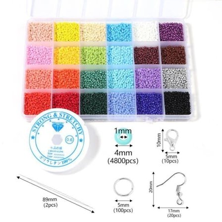 DIY - Pärlor - Seed beads - 4mm - 4800st - Smyckestillverkning multifärg
