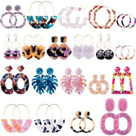 Tyylikkäät akryyli-rottinkikorvakorut, naisten kesärantatyyliset ainutlaatuiset korvakorut, hartsiriipuskorvakorusetit (20 kappaletta)