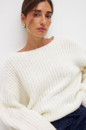 Holly Lim x NA-KD Stickad tröja - Oversize Tröjor - OffVit - L (EU 42-44)