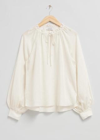 & Other Stories | Oversized Voluminous Sleeve Blouse | White | M