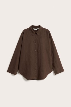Kappahl | Skjorta i linnemix Mörkbrun M | Mörkbrun