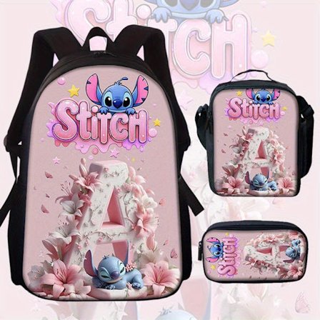 Stitch Skulderveske Student Redusert Belastning Bærbar Anime Skolesekk-1