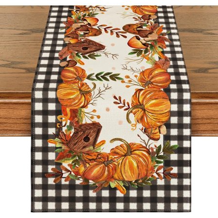 Pumpalyx och Svamp 40 x 180 cm Fågelholk Löv Bordstablett Höst