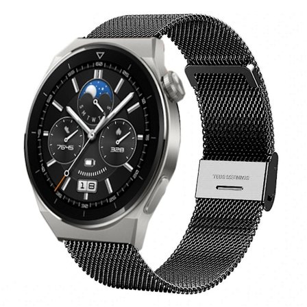 Svart Svart Milan Klockarmband kompatibelt med Huawei Watch Gt 3 Pro 46mm 22mm