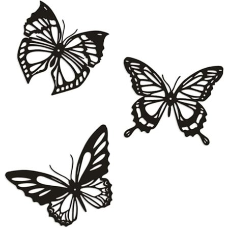 3 stk Metall Sommerfugl Veggdekorasjon Svart Metall Sommerfugl Veggkunst Rustikk Landlig Hjem Kontor Soverom Dekorasjon